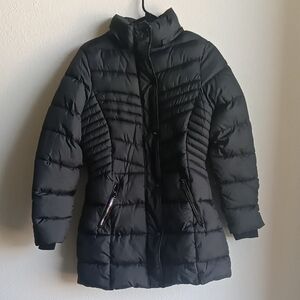 HOW DARE U Women’s Black Quilted Puffer Coat with High Collar